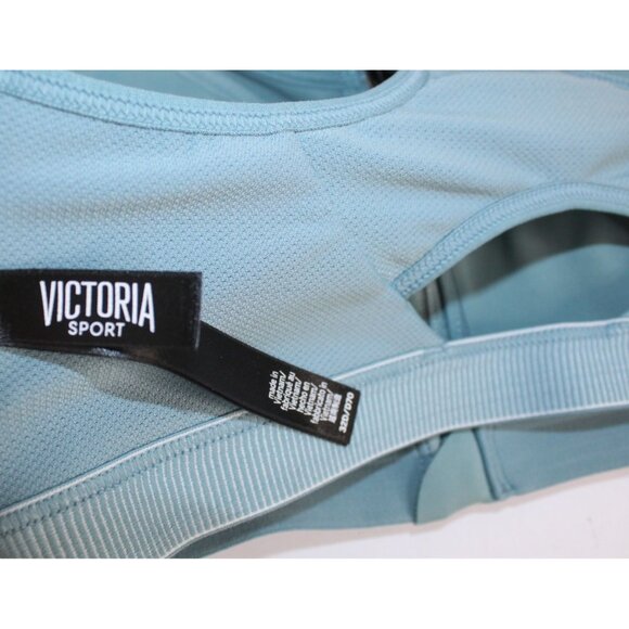 Victoria Sport Sports Bra 32 D Blue Green Zipper Front Workout Yoga Athletic - Picture 7 of 13